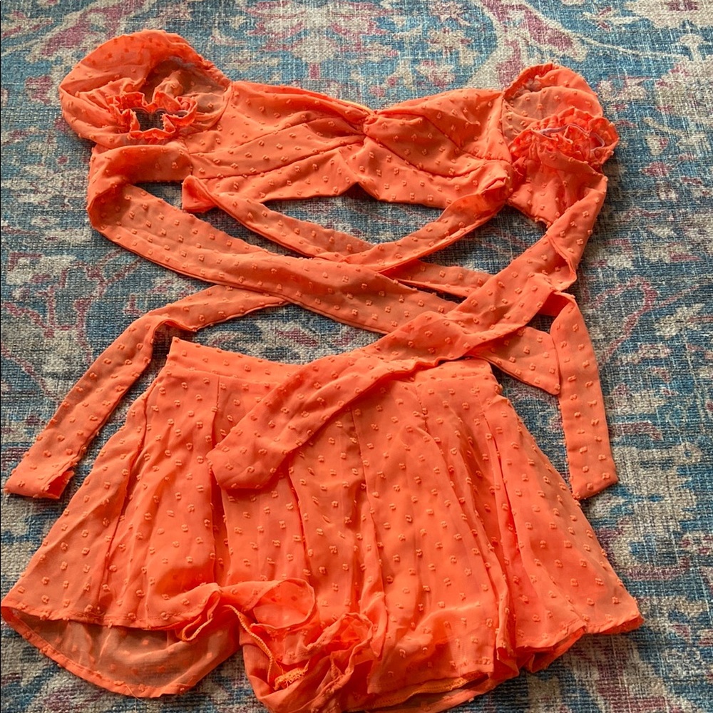 SHEIN Orange Skirt Set